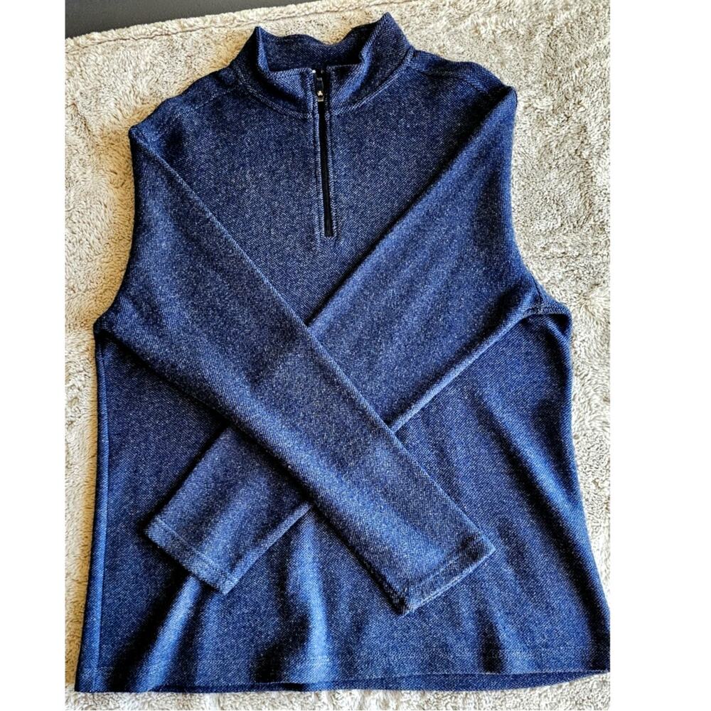 FAIRLANE & SONS Quarter Zip Pullover Blue Stretch Sweater Mens Sz XL